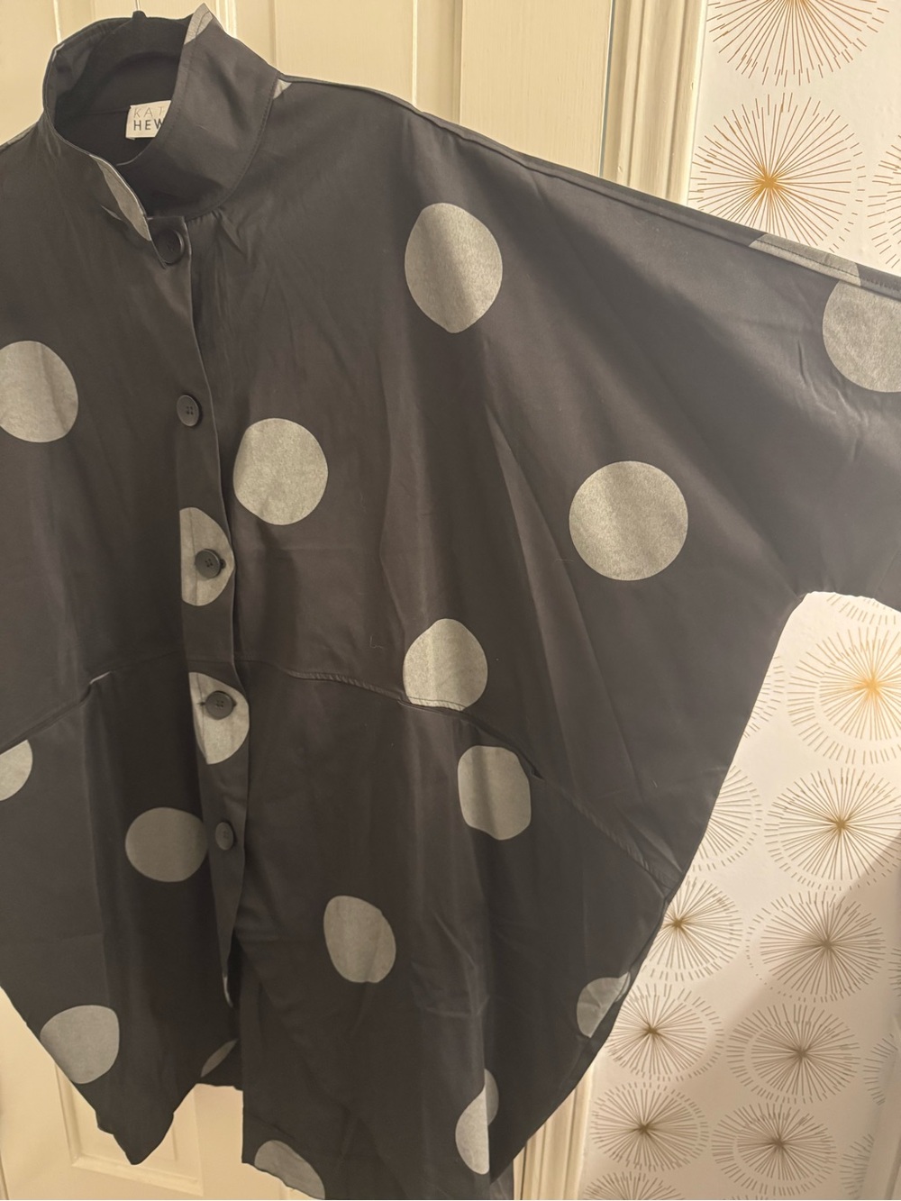 Kate Hewko Black Polka Dot Cocoon Coat - Picture 6 of 10